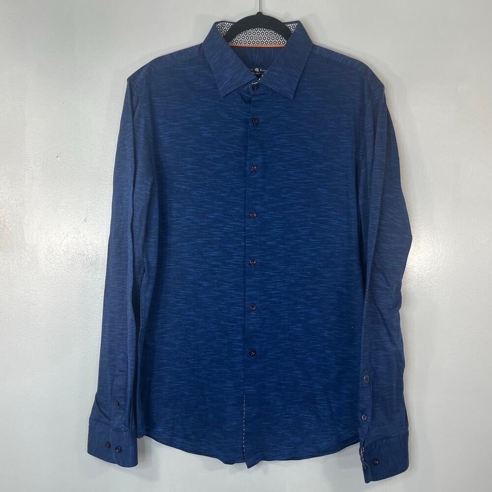 STONE ROSE Men’s Long Sleeve Button Up Shirts Size 5(L) Blue Collared Cotton